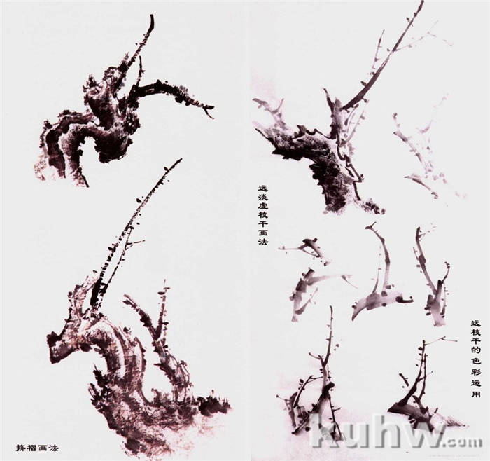 画梅的基本技法：枝干技法处理（远、淡、度枝干的意义）