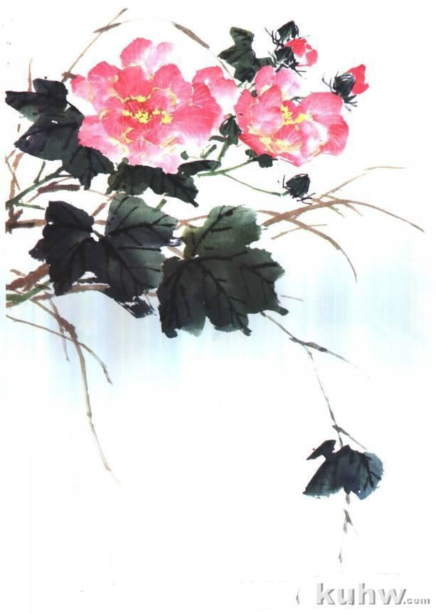 国画技法：写意芙蓉的画法