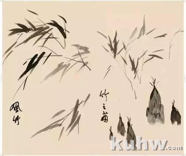 徐悲鸿笔墨再现 兰、竹的画法（详细图解）