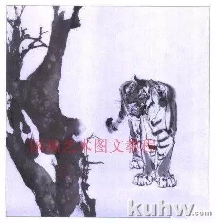 芥子园画传老虎白描图案，画虎白描集萃，怎样画虎，画虎步骤与技法