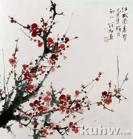 水墨画写意梅花画法图文详解，中国画画梅花作品图片展示！