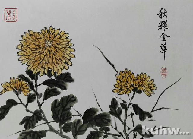 清前名家26种墨菊搭配画法之二，15幅画每天轻松学