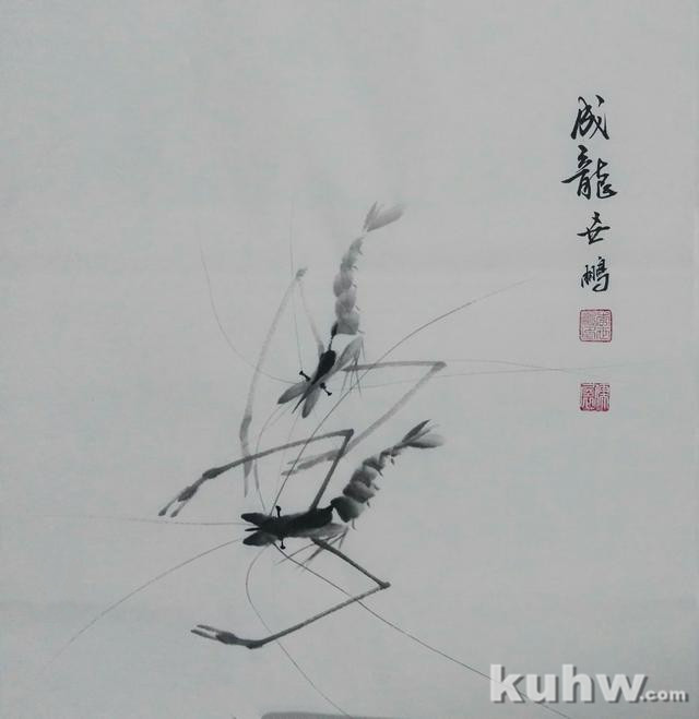 水墨虾的分步画法及创作示范