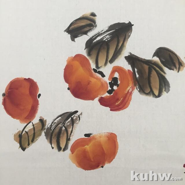 国画花鸟画柿子画法