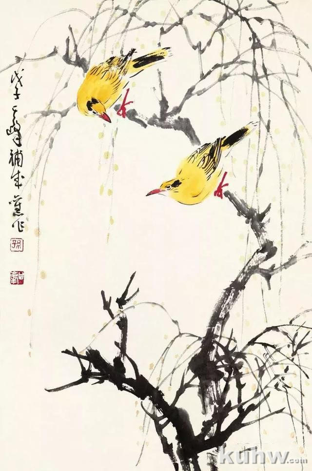 黄鹂的简单画法，零基础国画黄鹂鸟的画法详解
