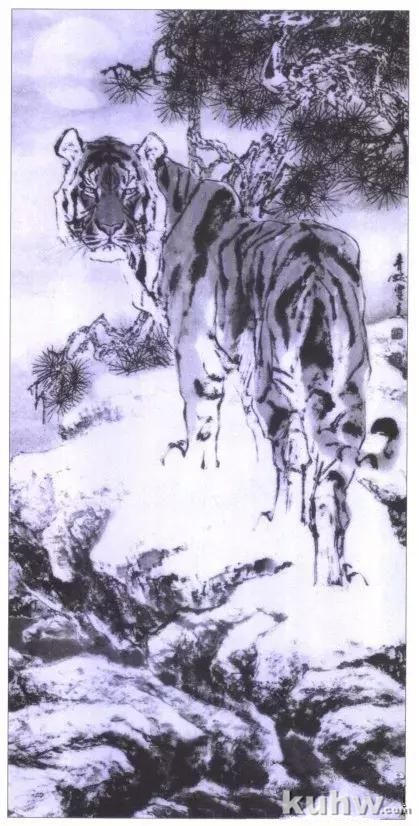 芥子园画传老虎白描图案，画虎白描集萃，怎样画虎，画虎步骤与技法