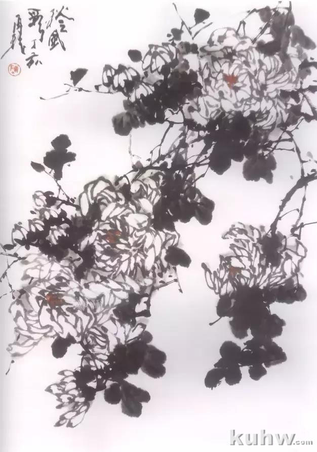 水墨画菊花的画法图文教程，水墨菊花创作技法步骤示范