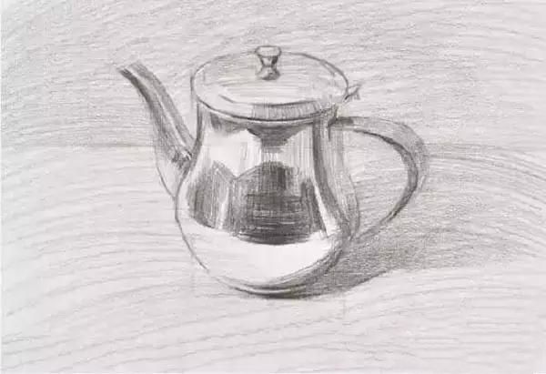 高级素描不锈钢茶壶的画法（图文教程）