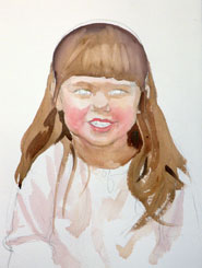学习如何画一幅水彩肖像画的一个孩子的勇