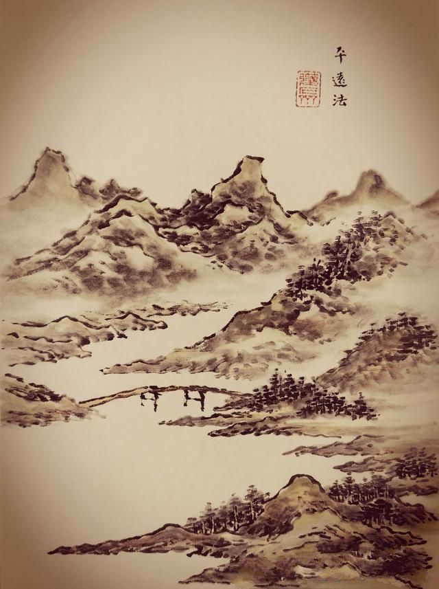 23幅黑白图和水墨稿讲解《芥子园画谱》画山十二式