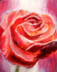 玫瑰绘画课与丙烯酸和石油彩笔