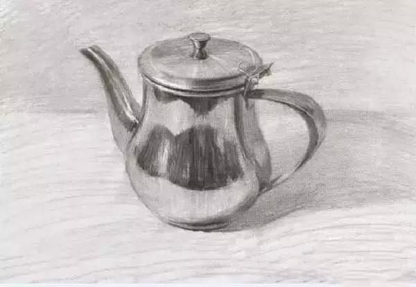 高级素描不锈钢茶壶的画法（图文教程）