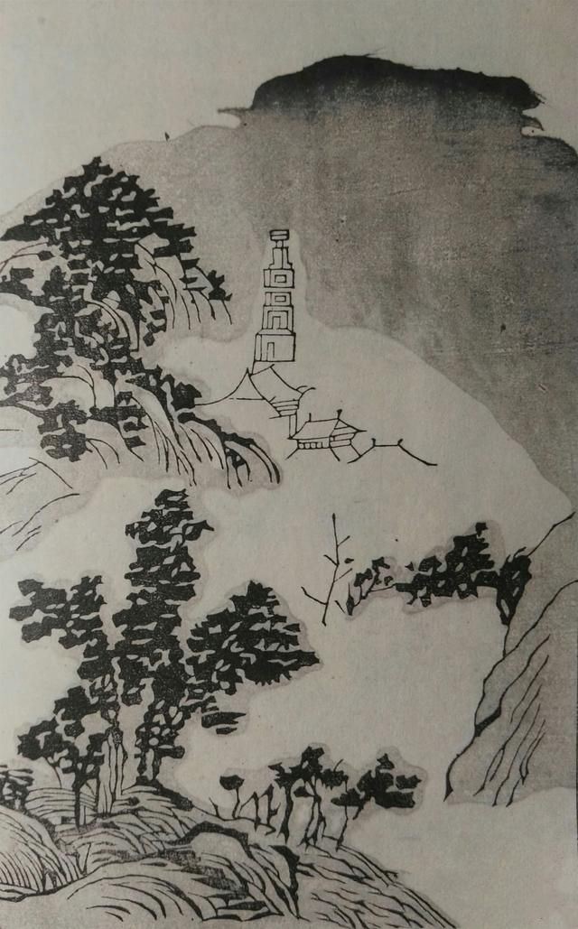 400多年前名家山水画摹仿画谱，30张套色与彩色的比对图