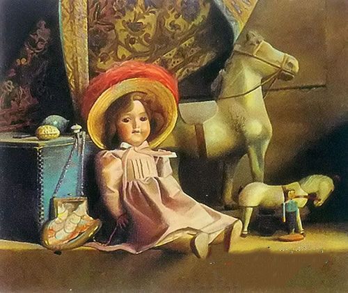 油画：《外婆的洋娃娃》，画家：芭芭拉・威利斯