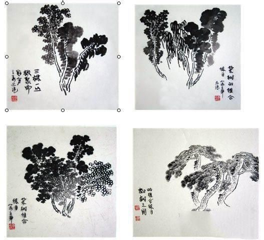 手把手教学画水墨画，中国画中松树竹子的画法简介！