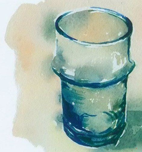 如何画一个玻璃杯子steps18水彩简单吗
