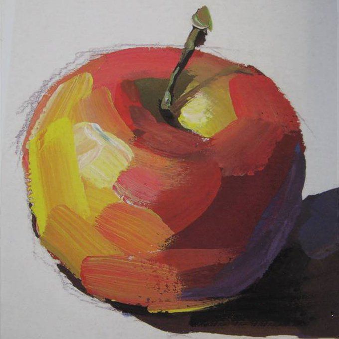 水粉画苹果的简单画法（4）
