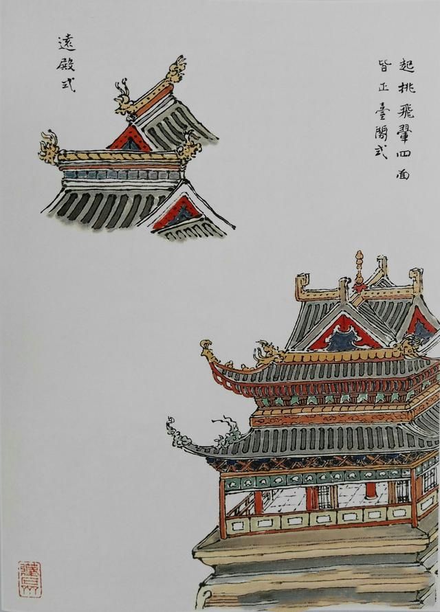 20张对比图，讲解传统山水画中21种画寺塔楼阁技法