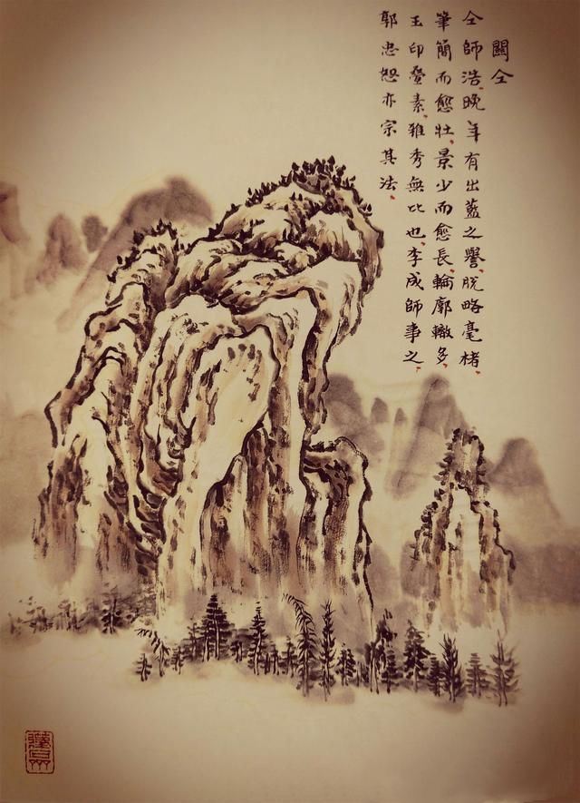 54幅对比图，讲解清前山水名家27种画山峦技法