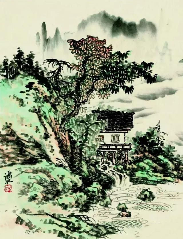 写意山水画技法：折带皴画法，中国画中的折带皴技法及创作过程图解