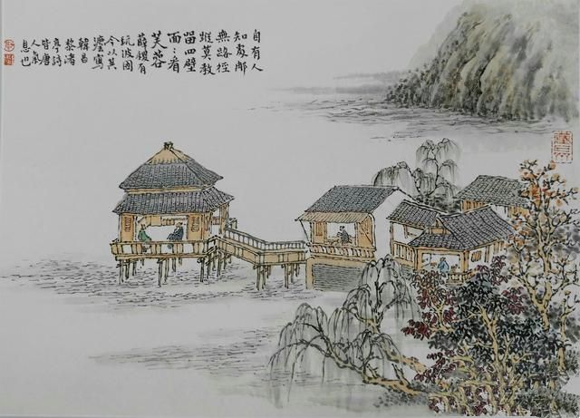 摹仿400多年前名家山水画，传统的水墨色彩就是不一样