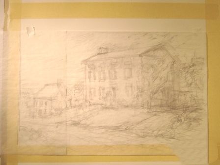 原始草图的埃利斯在伊利诺斯州门登霍尔桑德斯房子瑙沃。原始水彩画在进步了罗兰•李
