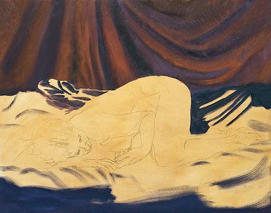 reclining nude, painting