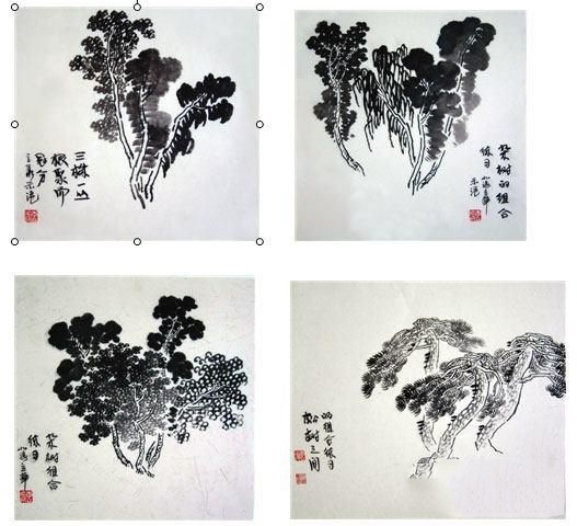 中国画如何画松树、丛树、柳树、竹林，中国画树的画法大全