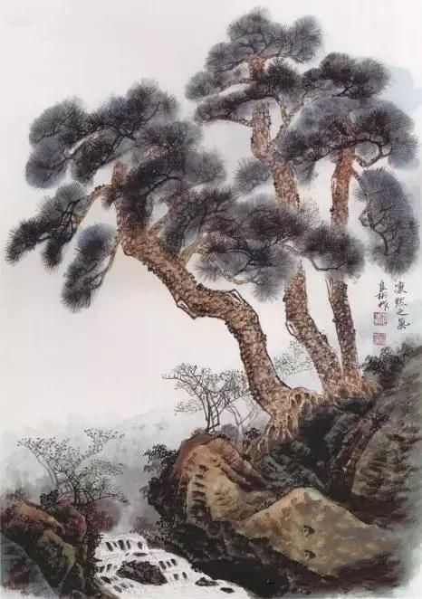 图文示范教程：松树的各种画法，中国画松树的画法