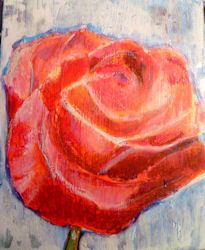 玫瑰绘画课与丙烯酸和石油彩笔