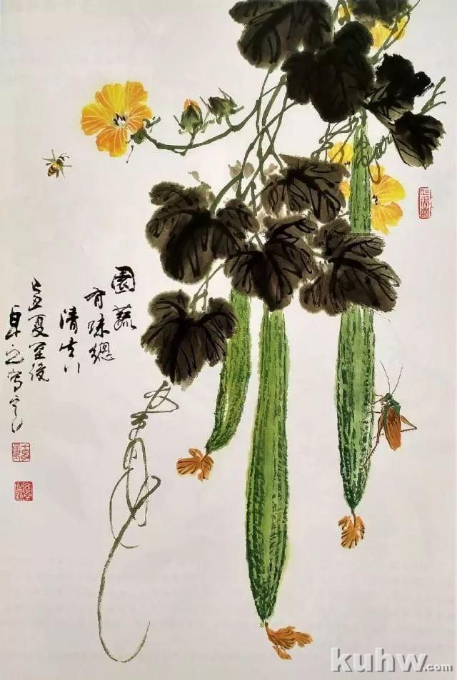 丝瓜和丝瓜花的画法