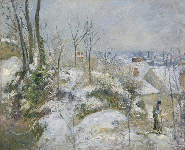 卡米尔·毕沙罗（Camille Pissarro）作品《雪人在蓬图瓦兹的兔子沃伦》高清下载