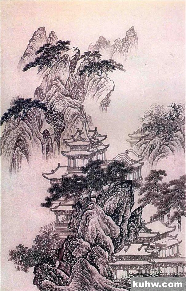 界画山水楼阁《云山楼观》画法示范