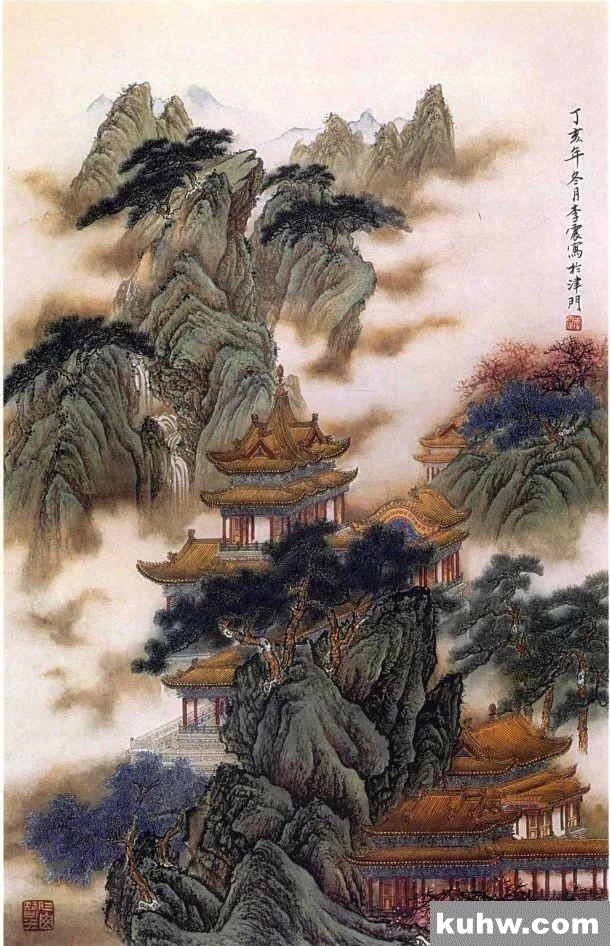 界画山水楼阁《云山楼观》画法示范