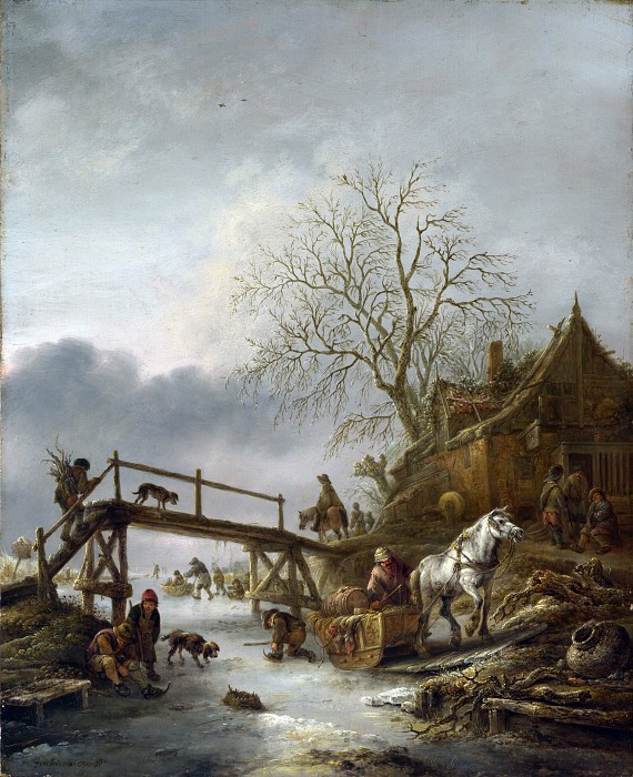 荷兰画家艾萨克·范·奥斯塔德（Isaac van Ostade）-冬季景观 高清下载