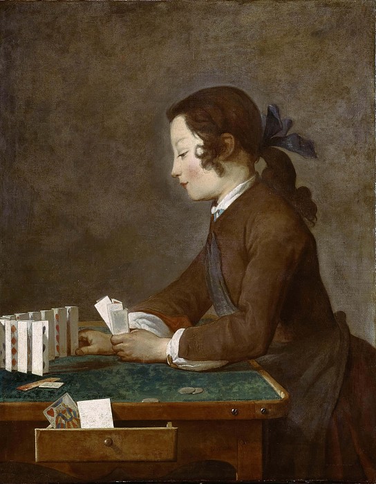 让·巴蒂斯特·西蒙·夏丁（Jean BaptisteSiméonChardin）–小男孩玩纸牌 高清下载