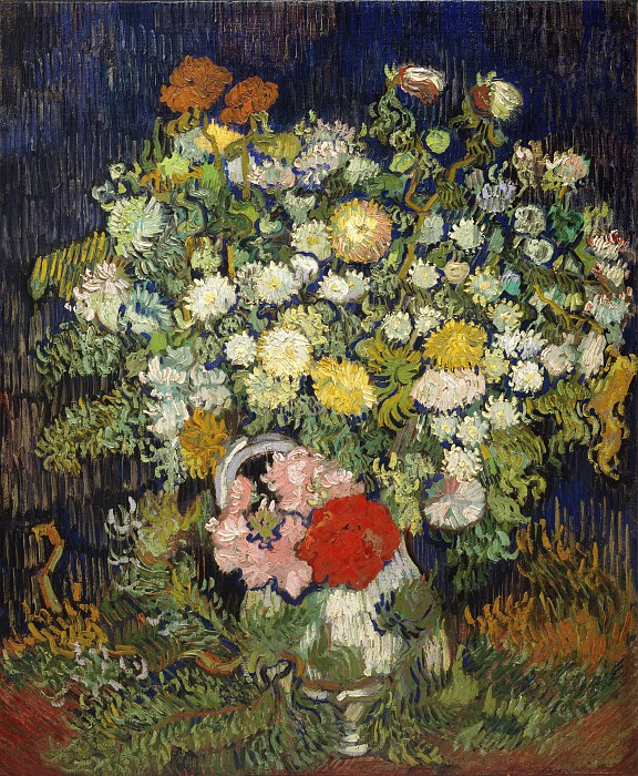 文森特·梵高（Vincent van Gogh）-花瓶中的花束 油画高清