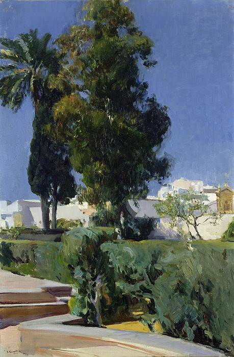 Sorolla i Bastida Joaquin-城堡花园的一角油画