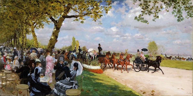 朱塞佩·德·尼蒂斯（Giuseppe De Nittis）-从1875年的比赛归来油画