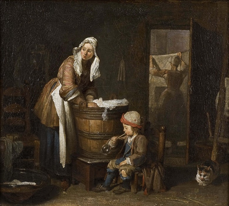 让·巴蒂斯特·西蒙·夏丁（Jean BaptisteSiméonChardin）（1699-1779）–《洗衣妇》油画