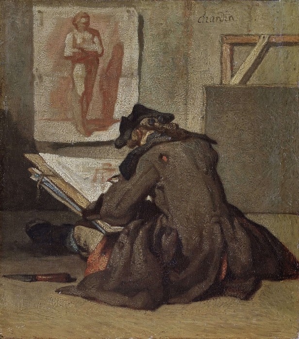 让·巴蒂斯特·西蒙·夏丁（Jean BaptisteSiméonChardin）（1699-1779）–年轻学生绘画油画