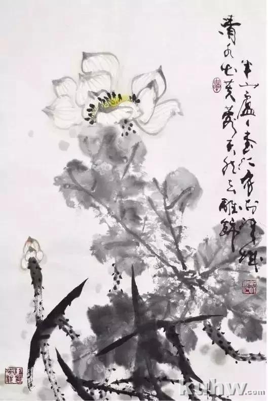 国画荷花《清水出芙蓉》的画法