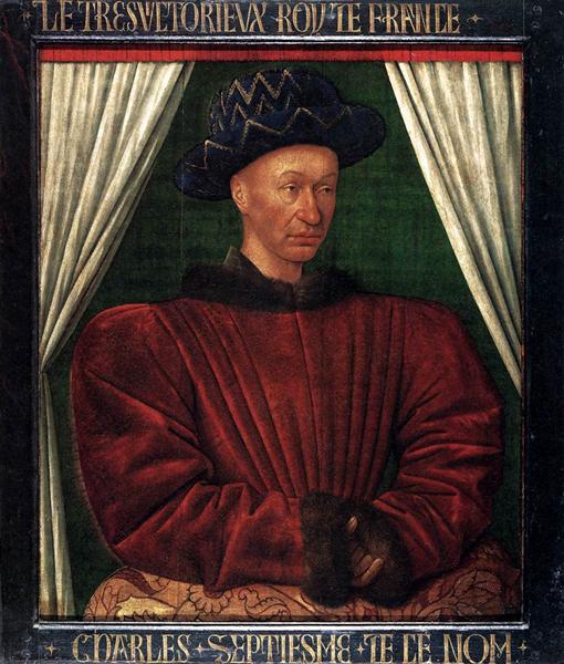 让·福凯（Jean Fouquet）-法国国王查理七世肖像油画