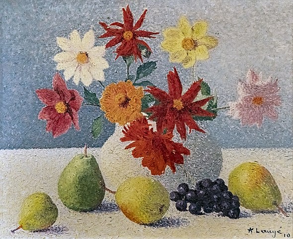 阿基里·洛热  （AchilleLaugé）-芙蓉和水果油画