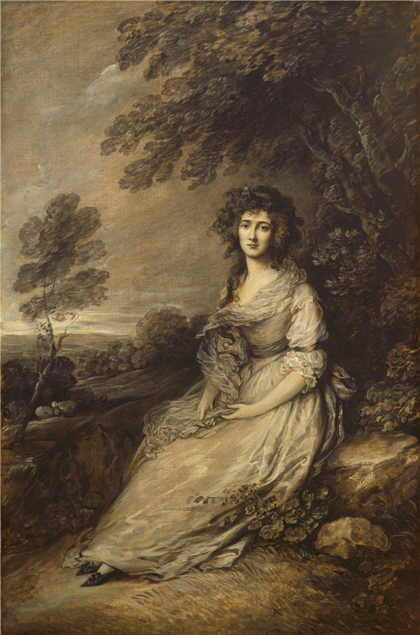 盖恩斯伯勒·杜邦（Gainsborough Dupont）-理查德·布林斯利·谢里丹夫人油画