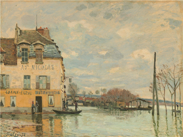 阿尔弗雷德·西斯利（Alfred Sisley）-马里港洪水油画