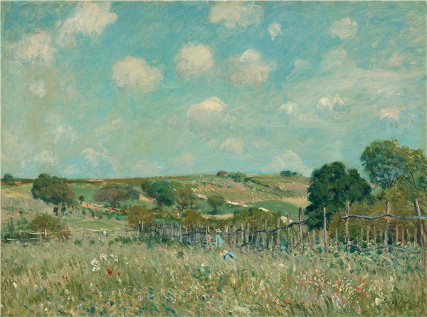 阿尔弗雷德·西斯利（Alfred Sisley）-草地油画高清下载