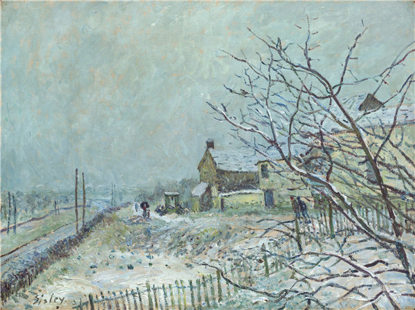 阿尔弗雷德·西斯利（Alfred Sisley）-Veneux-Nadon的第一场雪油画