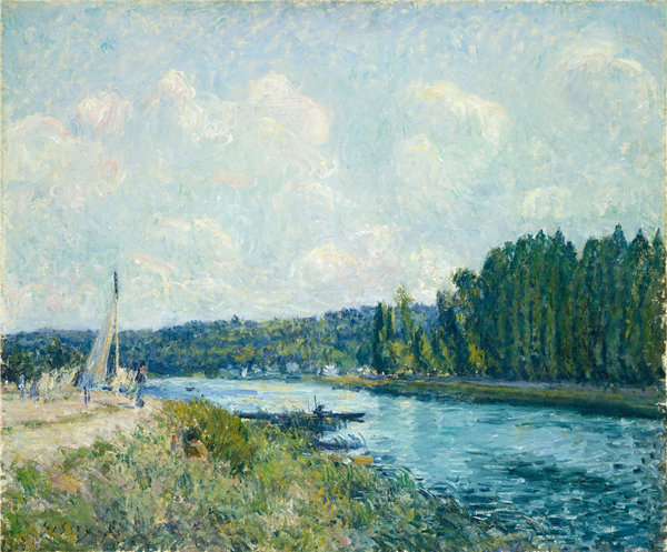 阿尔弗雷德·西斯利（Alfred Sisley）-瓦兹河岸油画高清下载