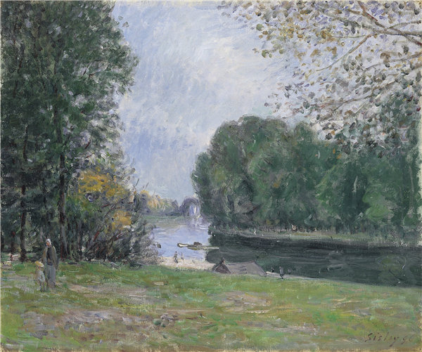 阿尔弗雷德·西斯利（Alfred Sisley）-拐弯的河边，夏天 1896年作品下载